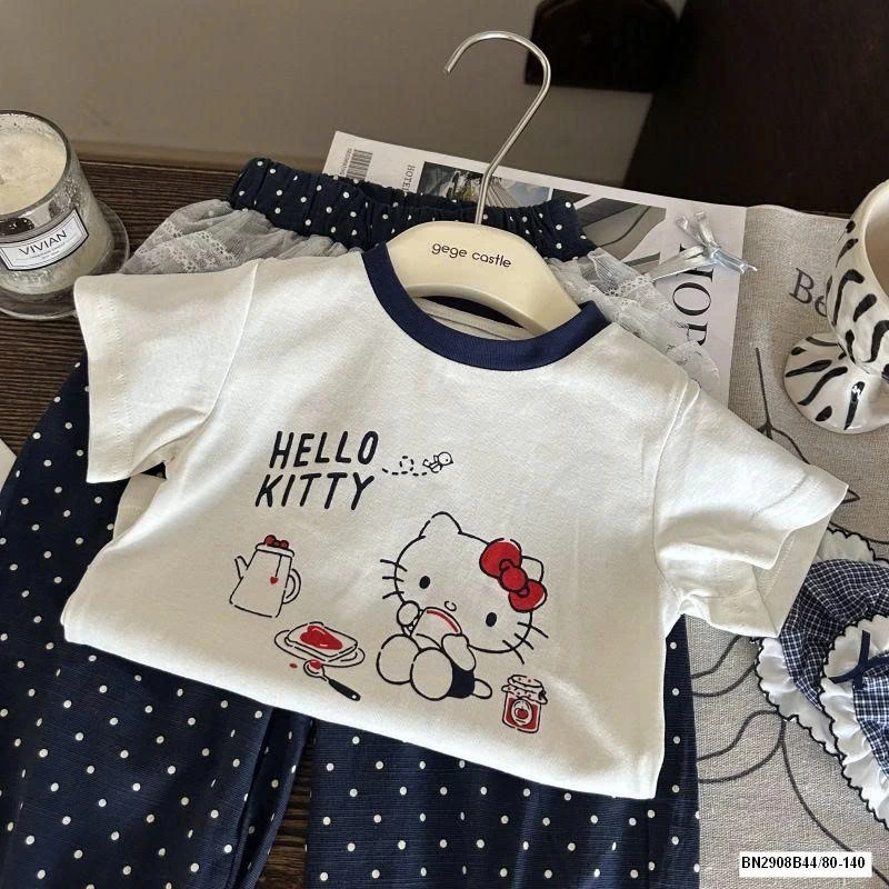 SÉT ÁO KITTY QUẦN CHẤM BI