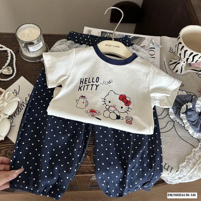 SÉT ÁO KITTY QUẦN CHẤM BI