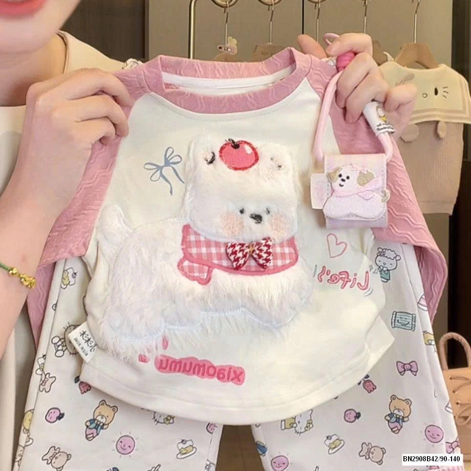 SET ÁO PHỐI MÀU MIX QUẦN SUÔNG HOẠT HÌNH