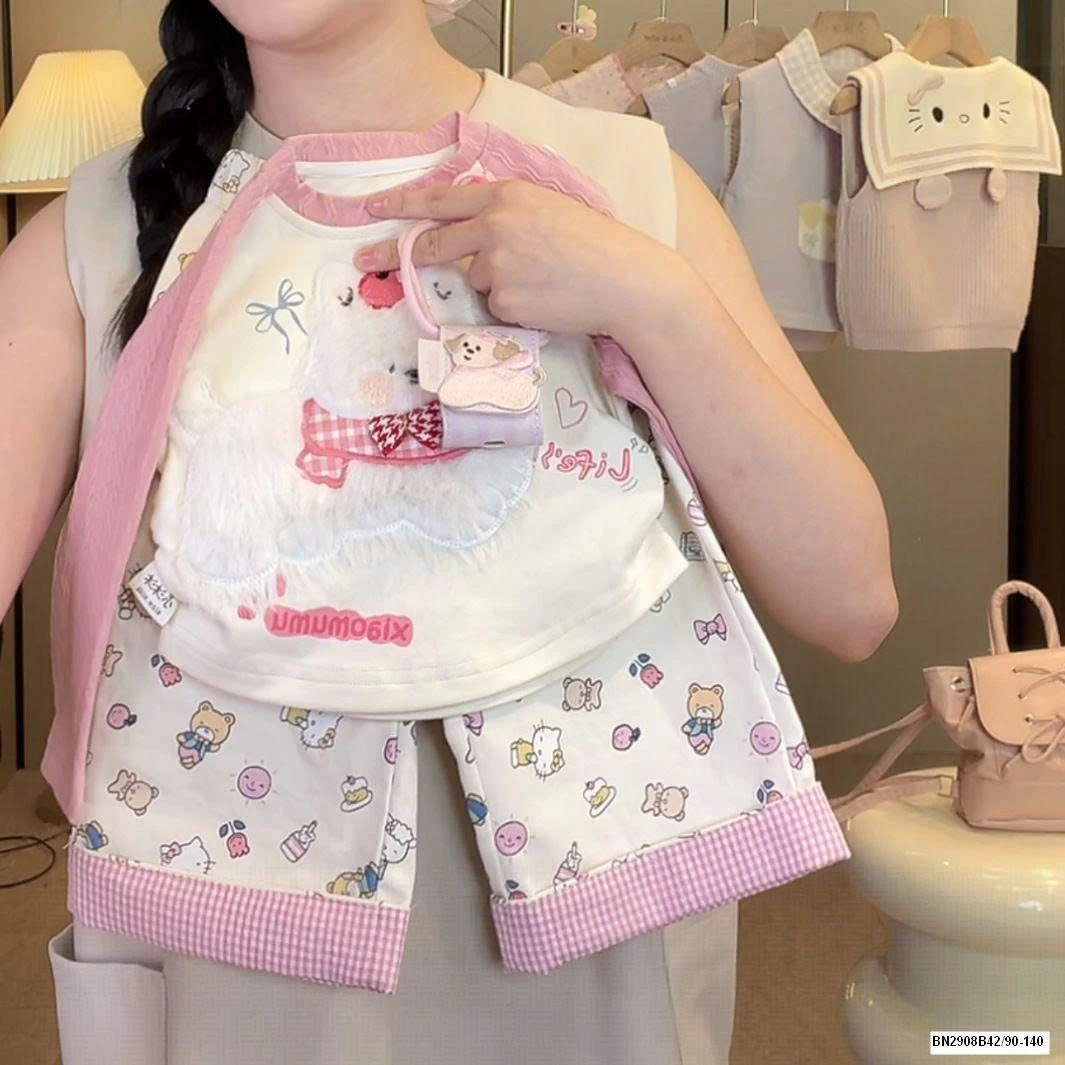 SET ÁO PHỐI MÀU MIX QUẦN SUÔNG HOẠT HÌNH