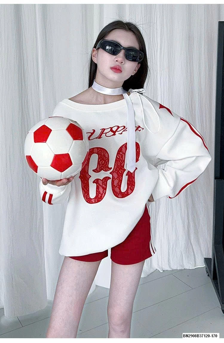 SÉT ÁO NỈ CÁ TÍNH DÁNG RỘNG MIX QUẦN SHORT ĐỎ