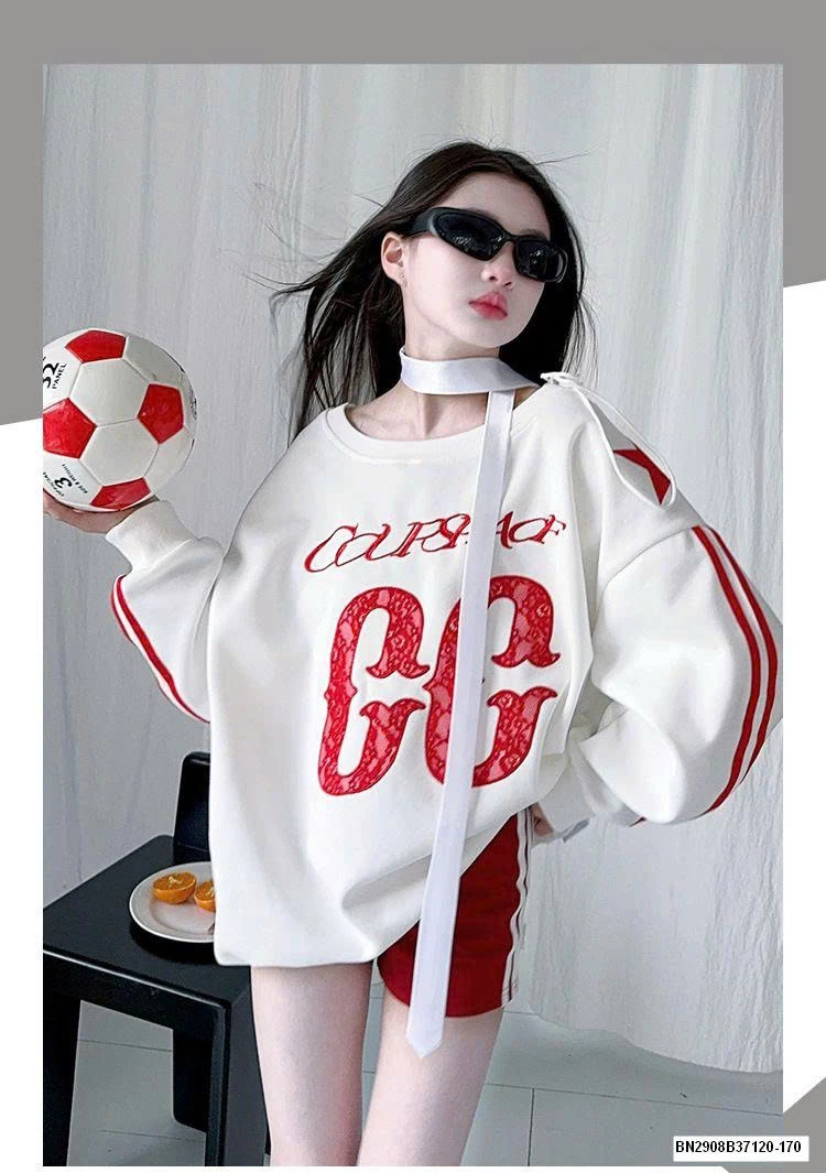 SÉT ÁO NỈ CÁ TÍNH DÁNG RỘNG MIX QUẦN SHORT ĐỎ