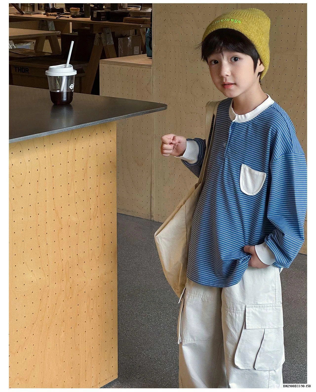 ÁO THUN XANH KẺ NHỎ AOAOKID