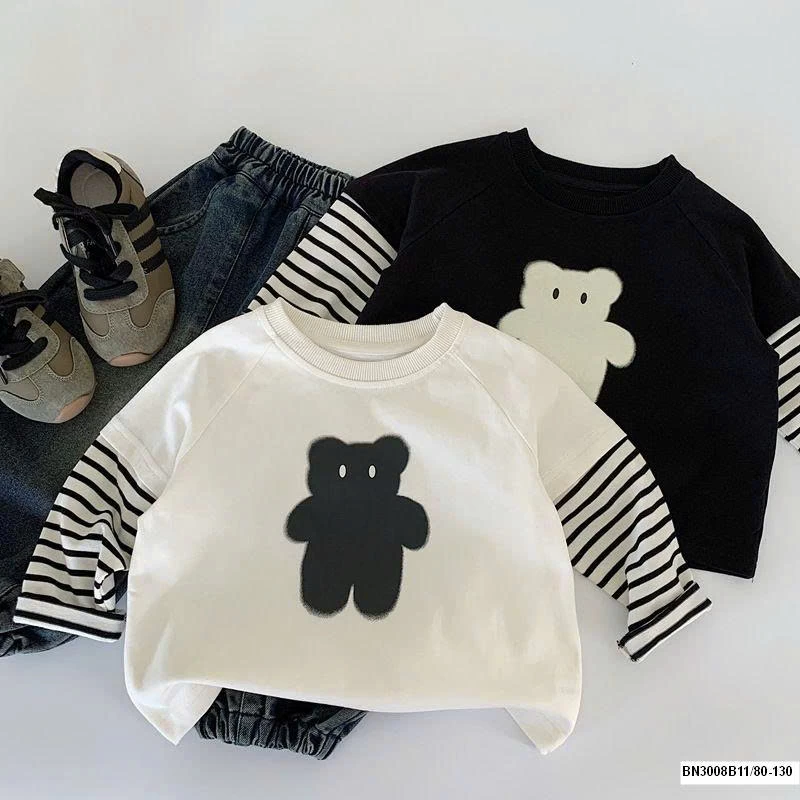 ÁO THUN GẤU TAY KẺ