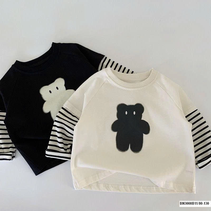 ÁO THUN GẤU TAY KẺ