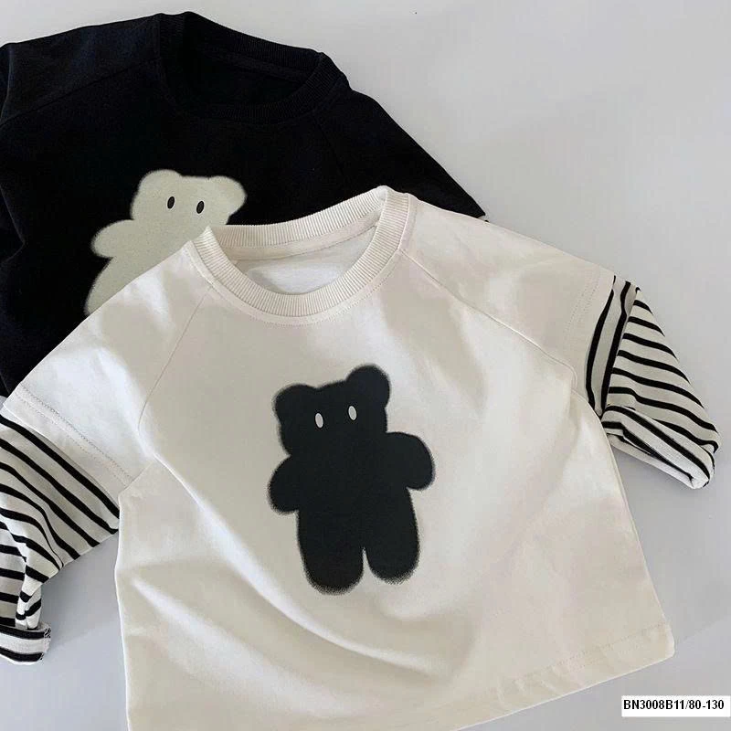 ÁO THUN GẤU TAY KẺ