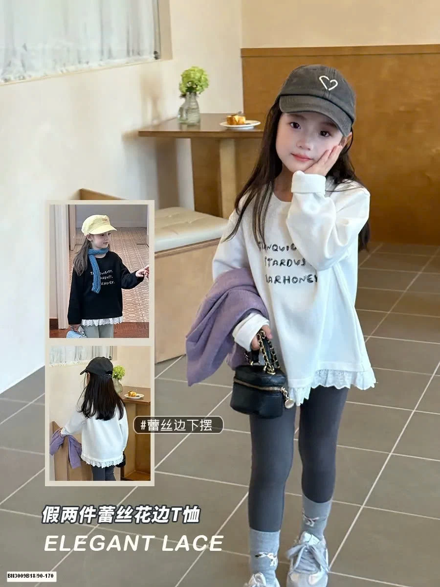 ÁO THUN DÀI TAY MIX REN AMBB  25F031