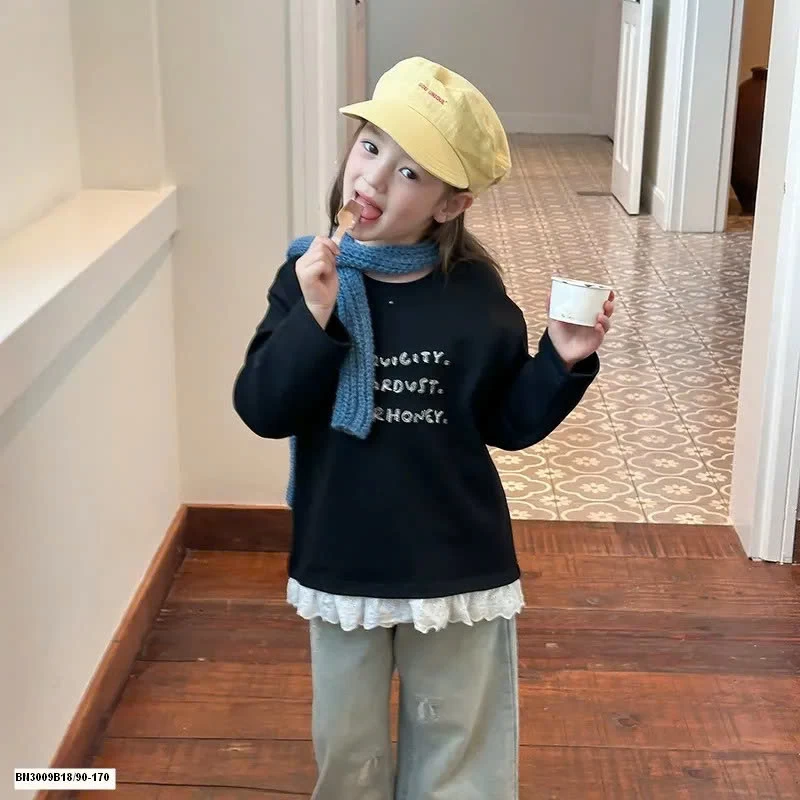 ÁO THUN DÀI TAY MIX REN AMBB  25F031