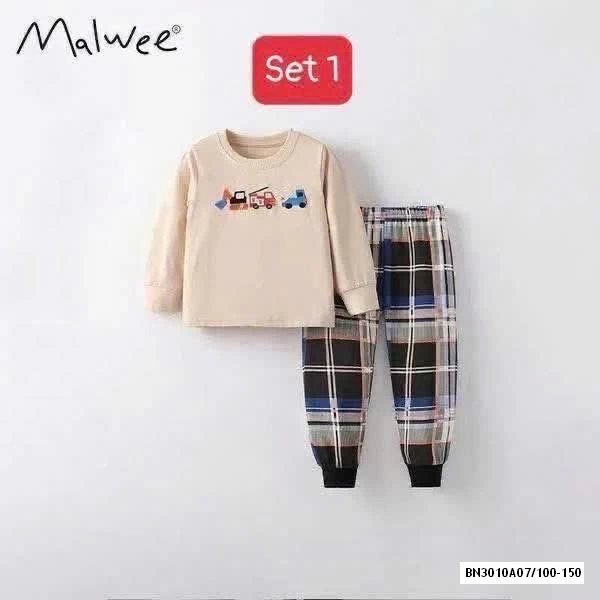 BỘ COTTON QUẦN KẺ MALWEE