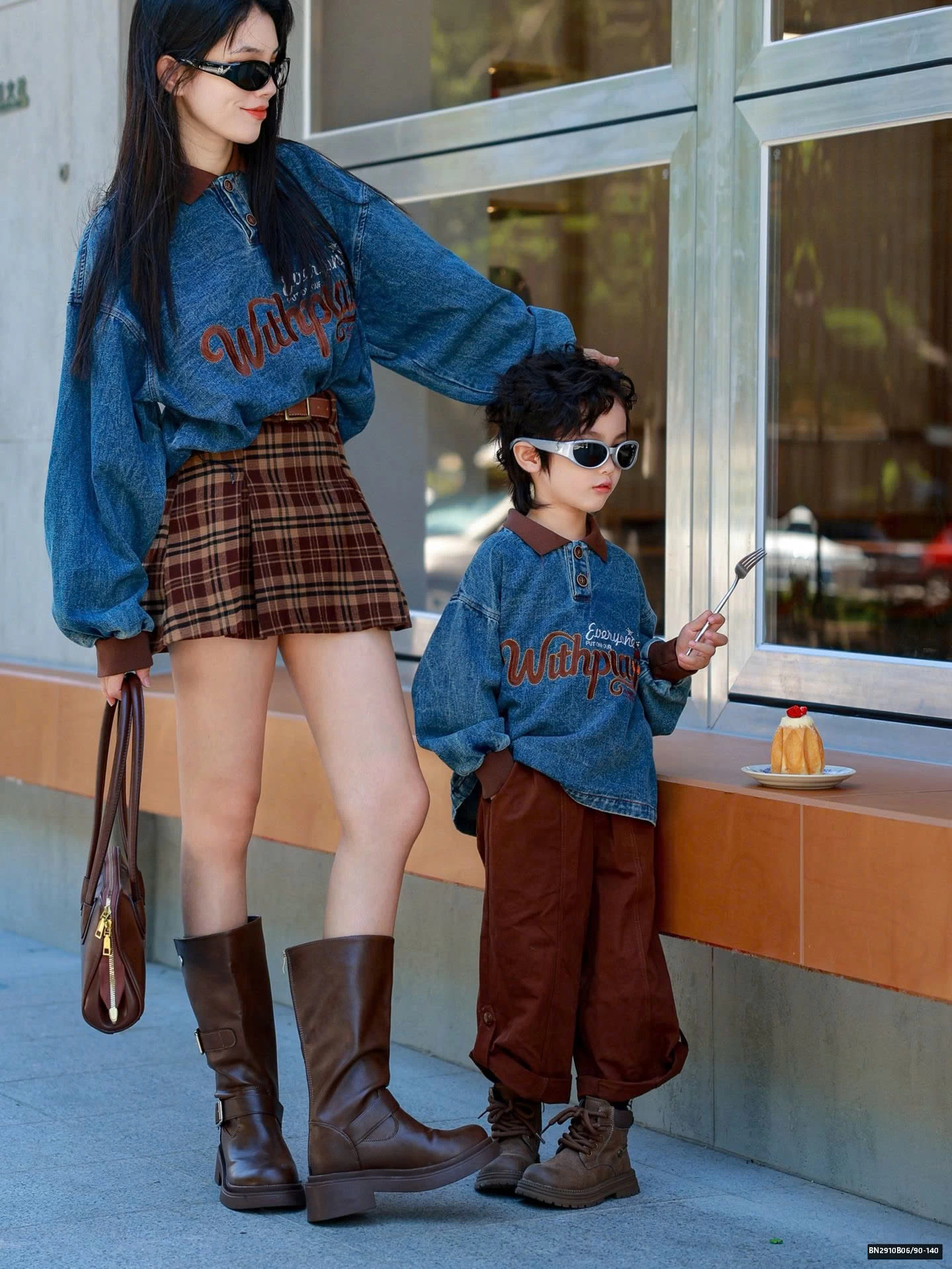 SÉT ÁO DENIM PHỐI CỔ POLO