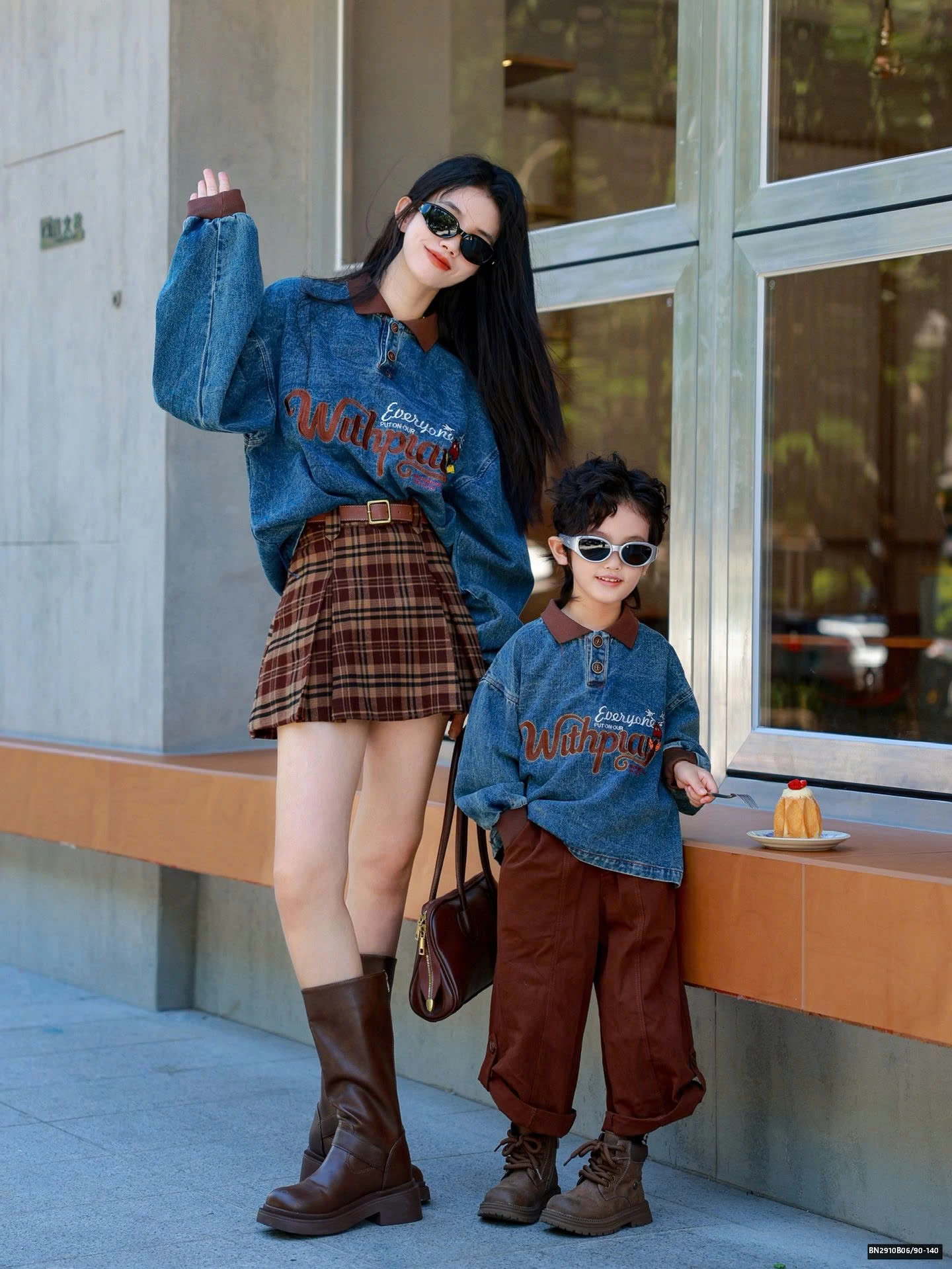 SÉT ÁO DENIM PHỐI CỔ POLO