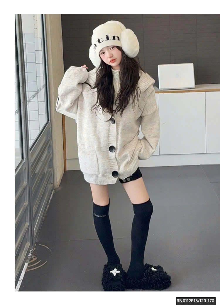 ÁO KHOÁC LEN LIỀN MŨ THỜI TRANG SZ ĐẠI