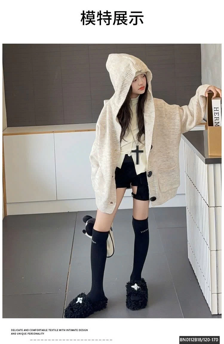 ÁO KHOÁC LEN LIỀN MŨ THỜI TRANG SZ ĐẠI