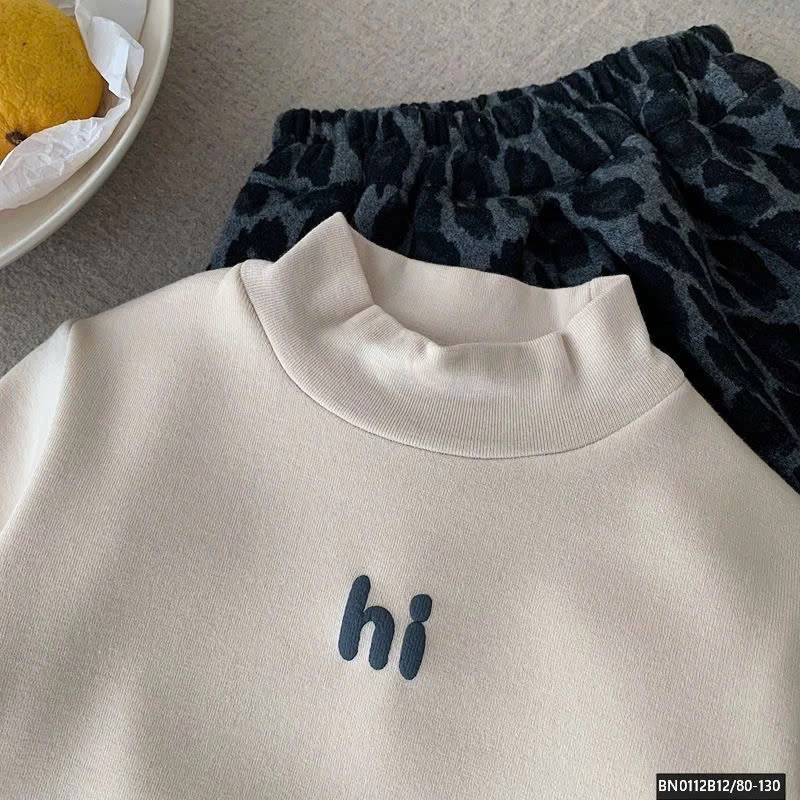 ÁO THUN LÓT LÔNG  CHỮ HI CAO CỔ