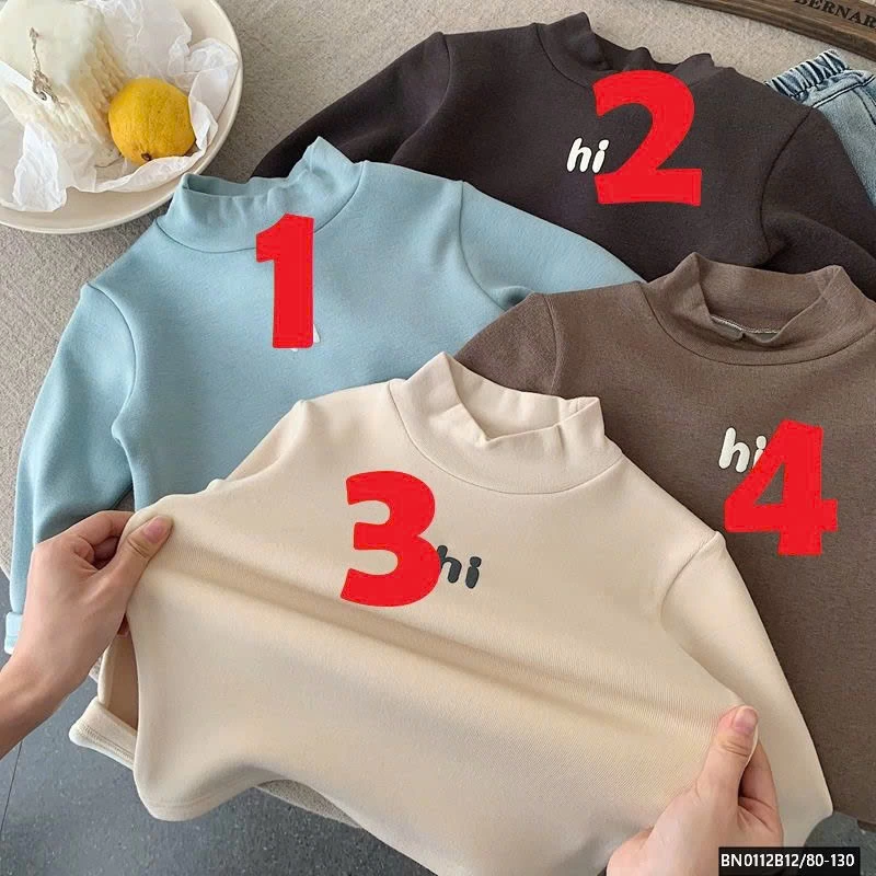 ÁO THUN LÓT LÔNG CHỮ HI CAO CỔ