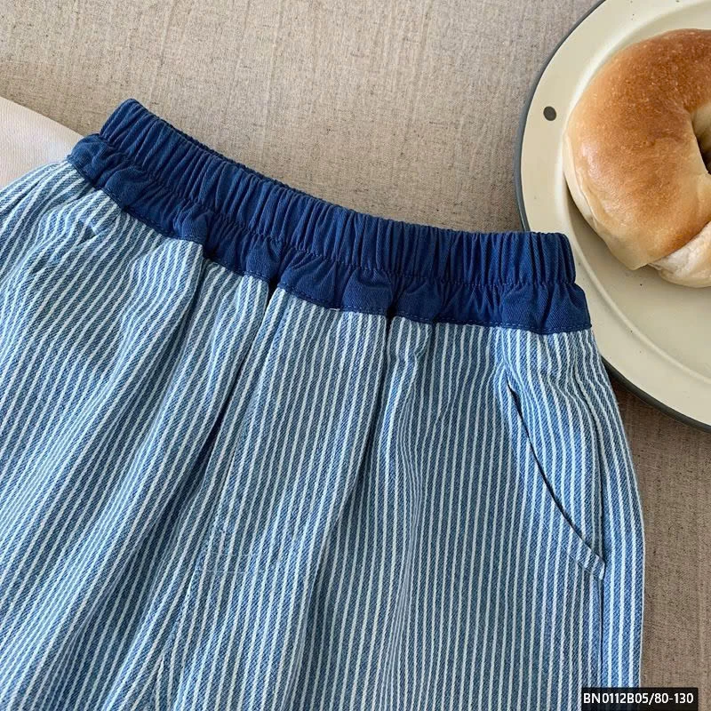 QUẦN BAGGY DENIM SỌC NHỎ PHỐI CẠP