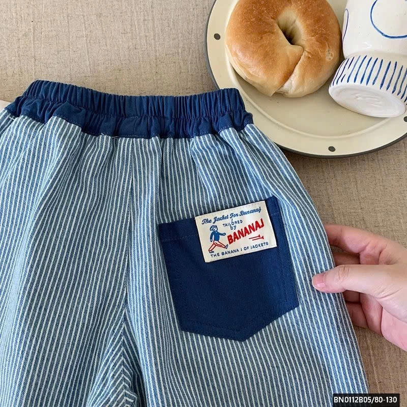 QUẦN BAGGY DENIM SỌC NHỎ PHỐI CẠP