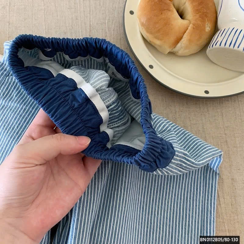 QUẦN BAGGY DENIM SỌC NHỎ PHỐI CẠP