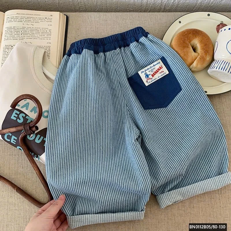 QUẦN BAGGY DENIM SỌC NHỎ PHỐI CẠP