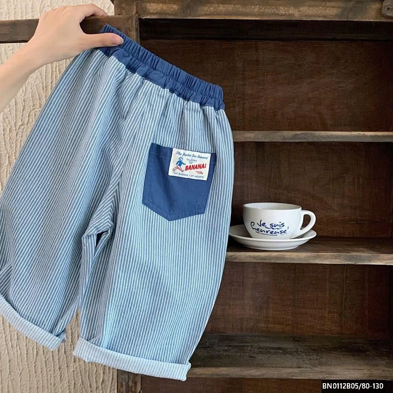 QUẦN BAGGY DENIM SỌC NHỎ PHỐI CẠP