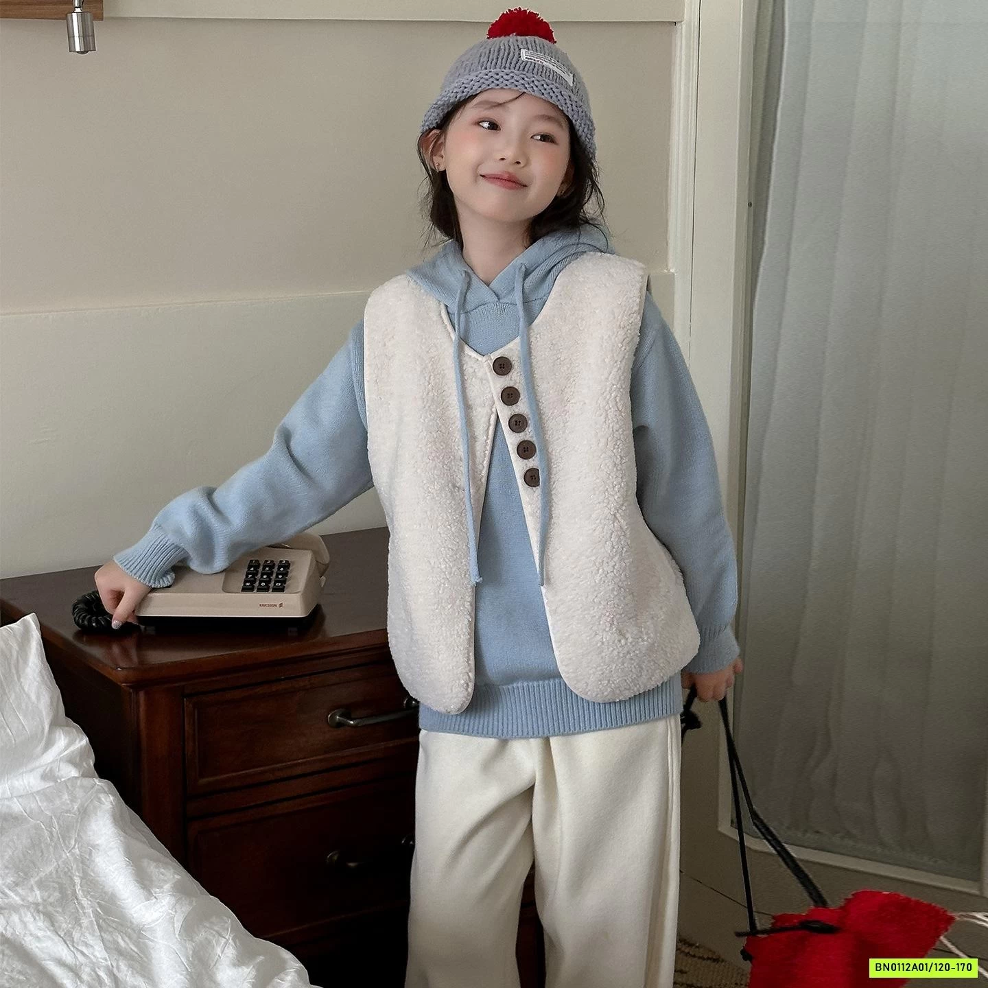 SÉT HOODIE LEN XANH 3 CHI TIẾT