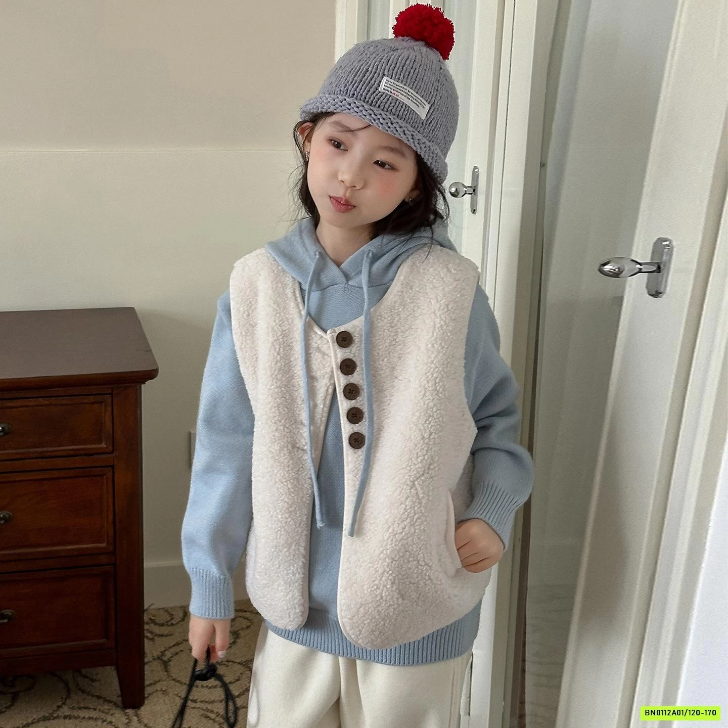 SÉT HOODIE LEN XANH 3 CHI TIẾT