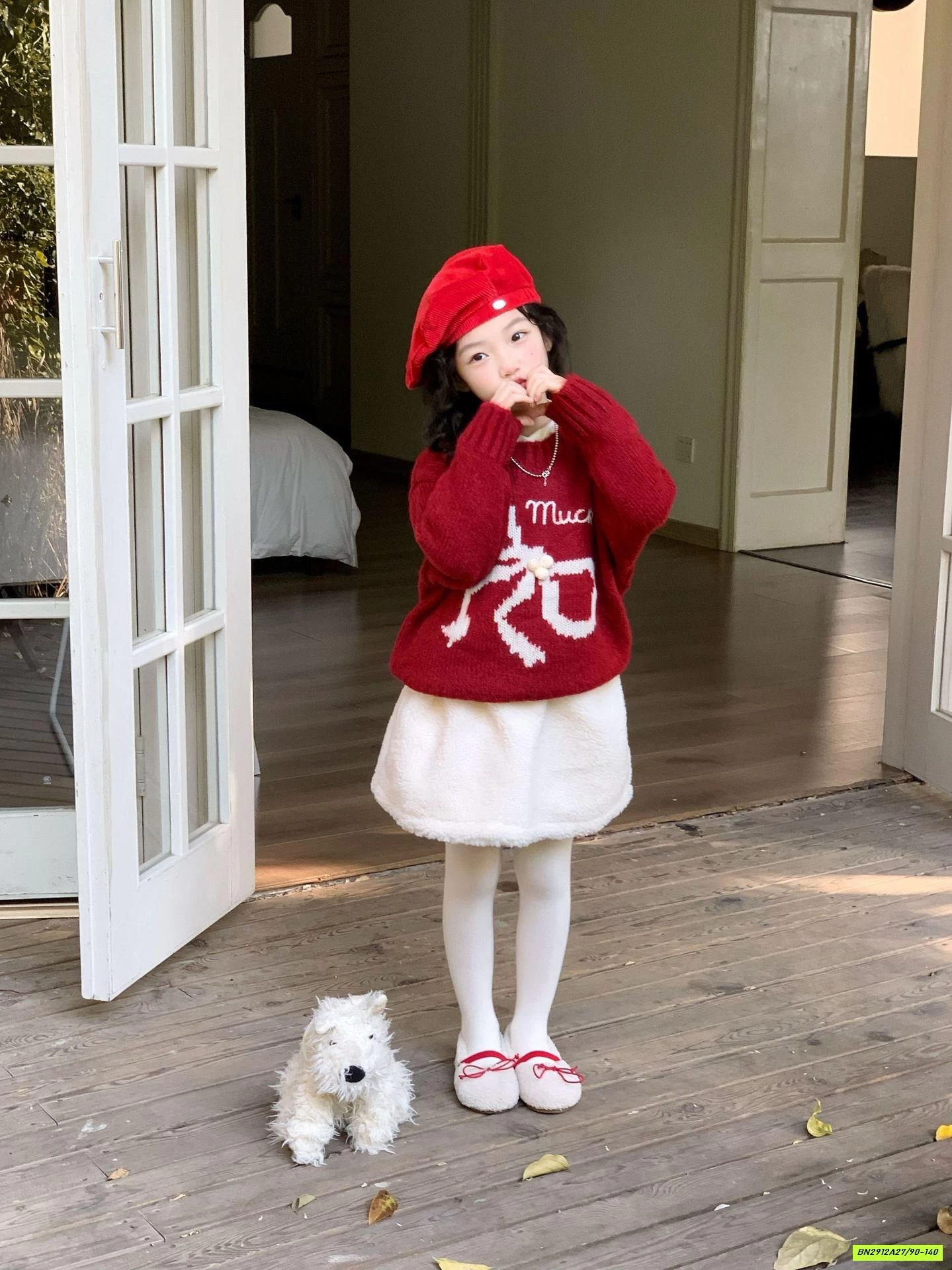 SÉT ÁO LEN ĐỎ MIX CV TRẮNG