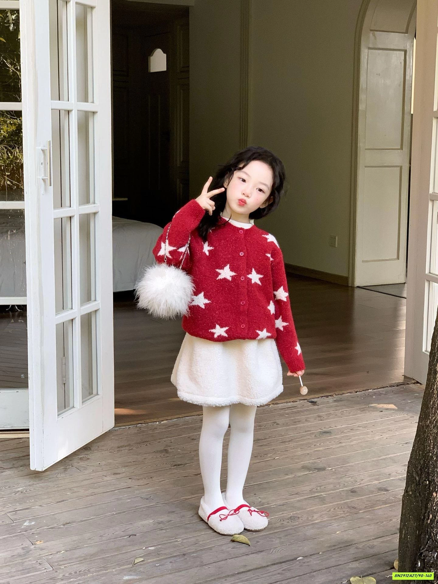 SÉT ÁO LEN ĐỎ MIX CV TRẮNG