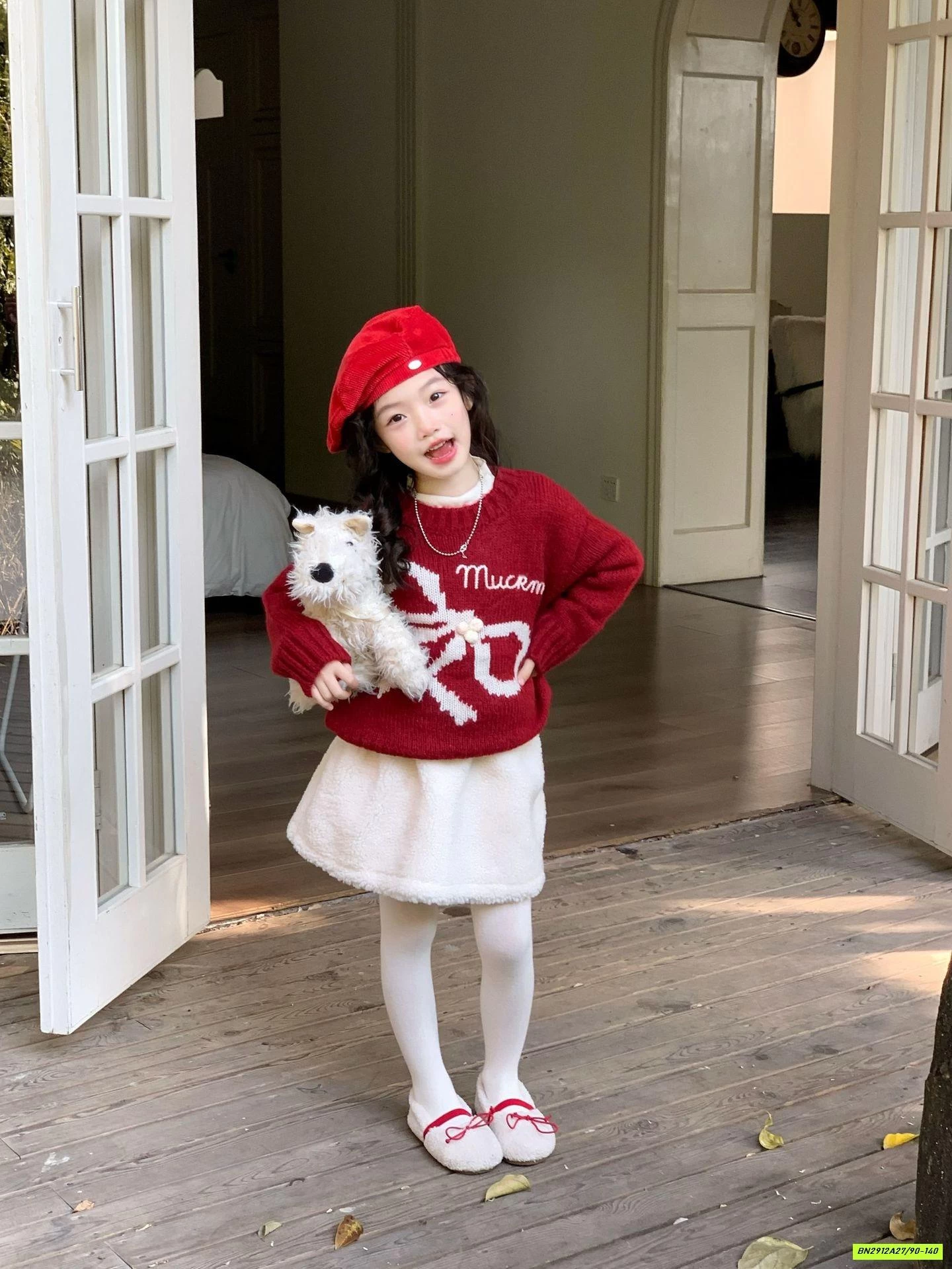 SÉT ÁO LEN ĐỎ MIX CV TRẮNG