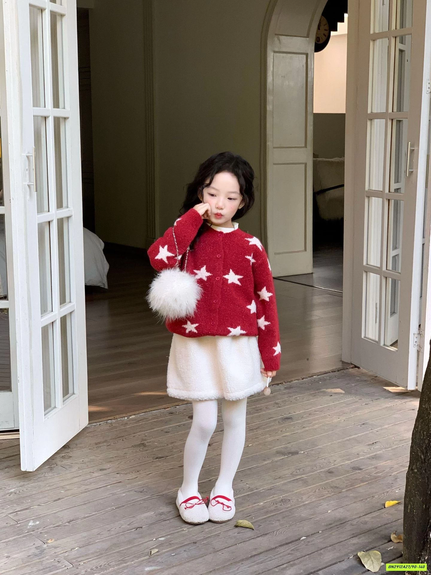 SÉT ÁO LEN ĐỎ MIX CV TRẮNG