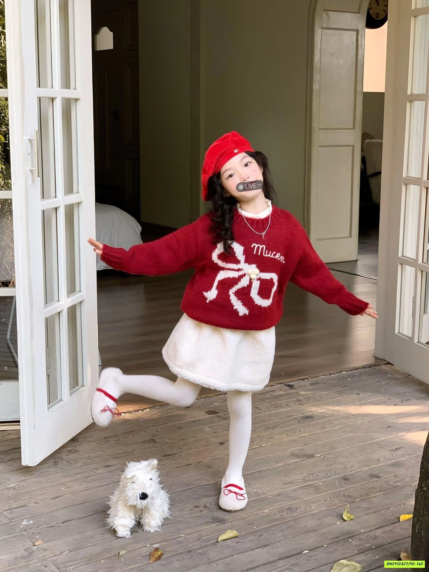 SÉT ÁO LEN ĐỎ MIX CV TRẮNG