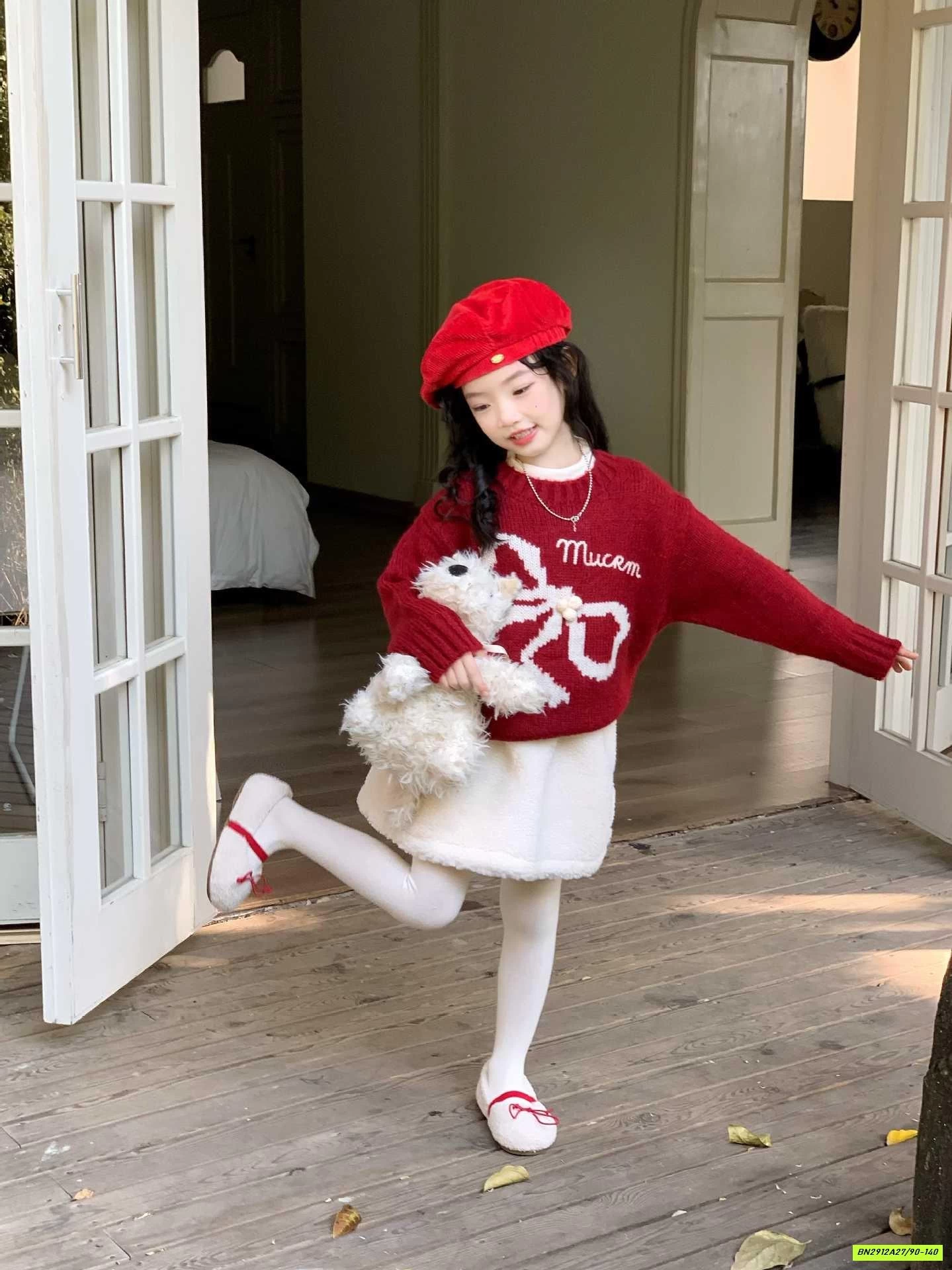 SÉT ÁO LEN ĐỎ MIX CV TRẮNG