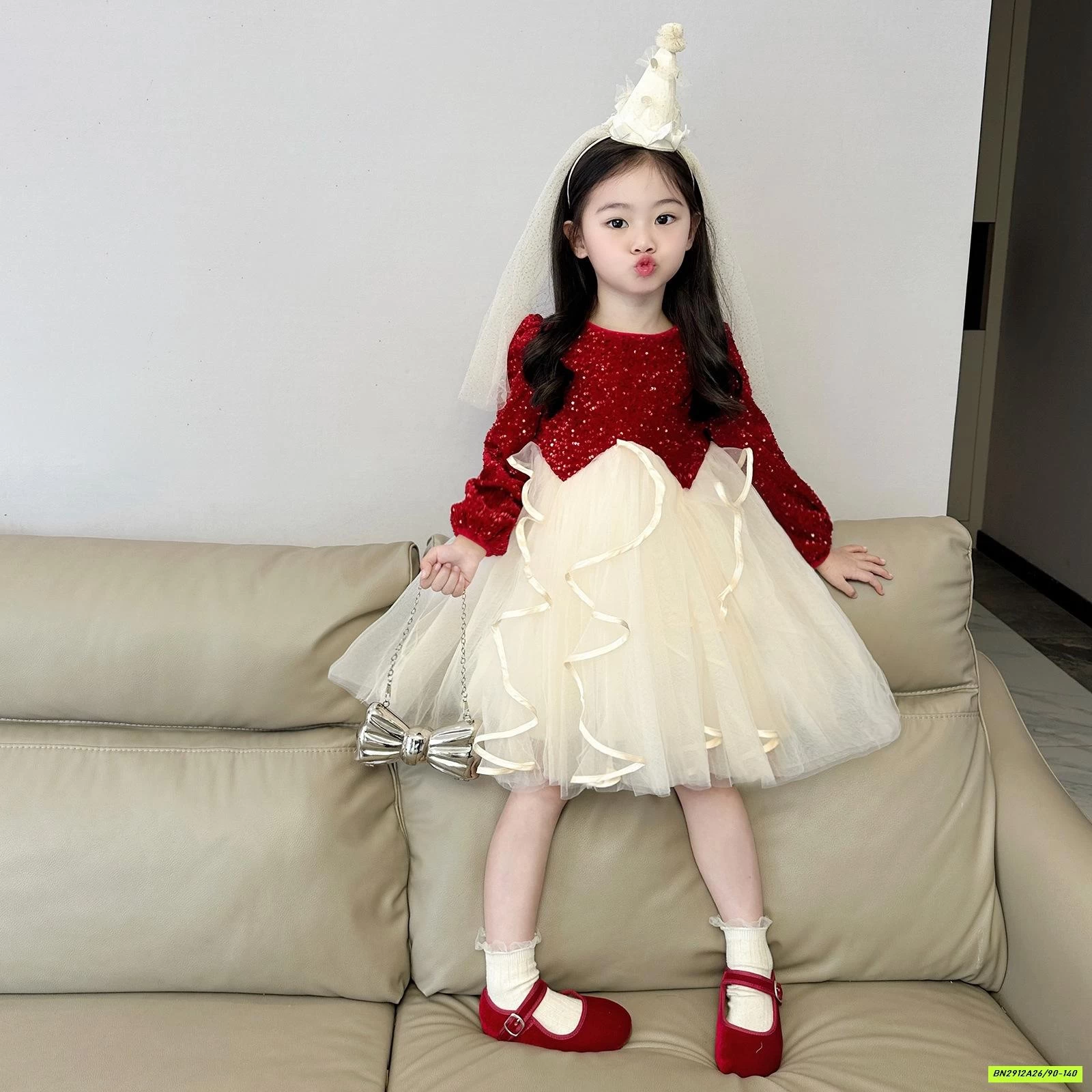 ĐẦM CÔNG CHÚA ĐỎ BLING LÓT NHUNG