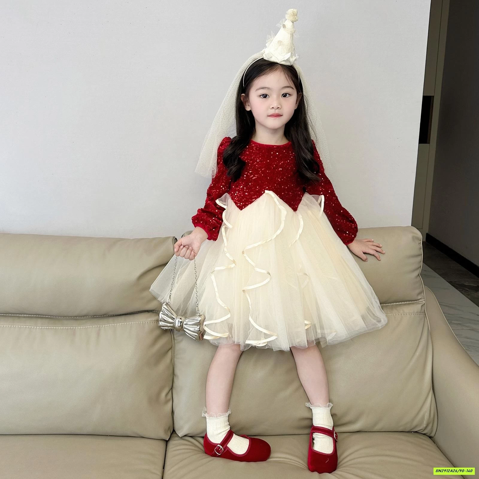 ĐẦM CÔNG CHÚA ĐỎ BLING LÓT NHUNG