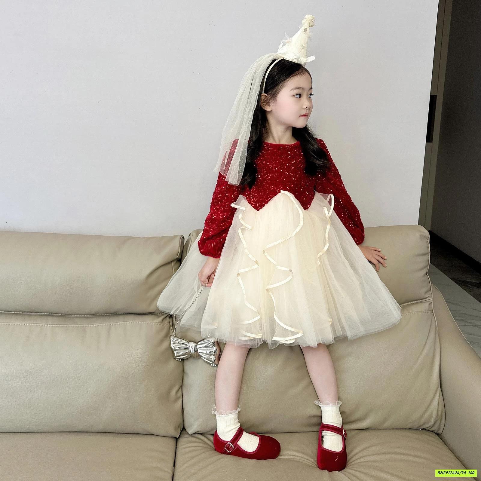 ĐẦM CÔNG CHÚA ĐỎ BLING LÓT NHUNG