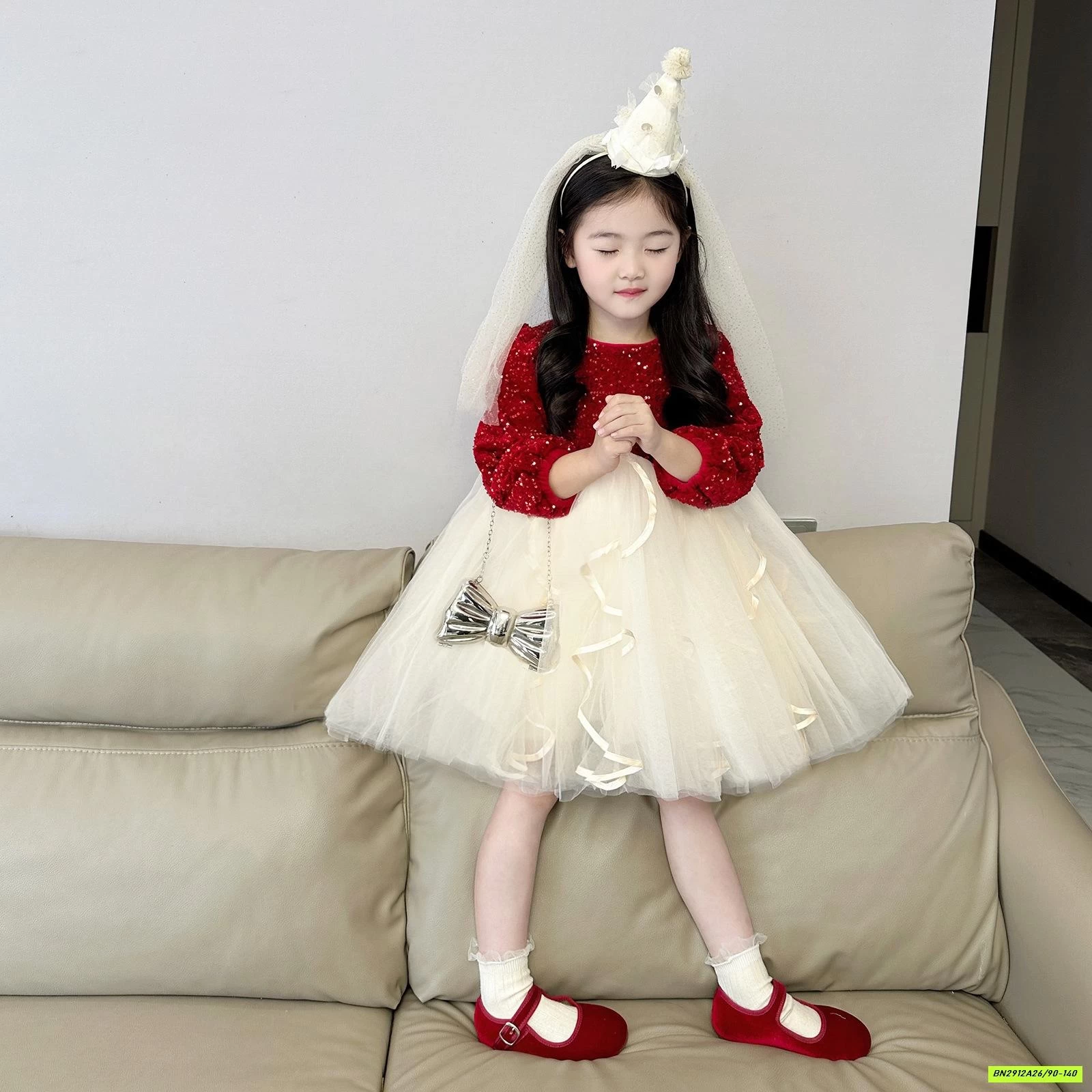 ĐẦM CÔNG CHÚA ĐỎ BLING LÓT NHUNG