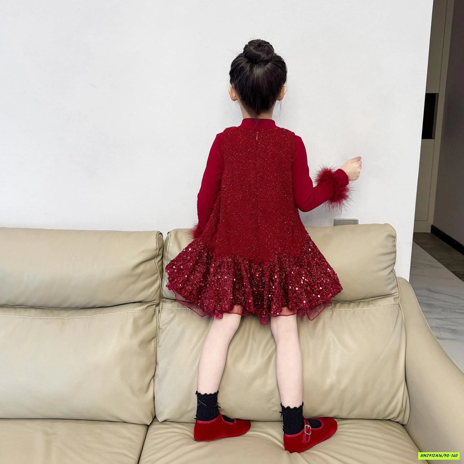 ĐẦM ĐỎ BLING ĐUÔI CÁ LÓT NHUNG