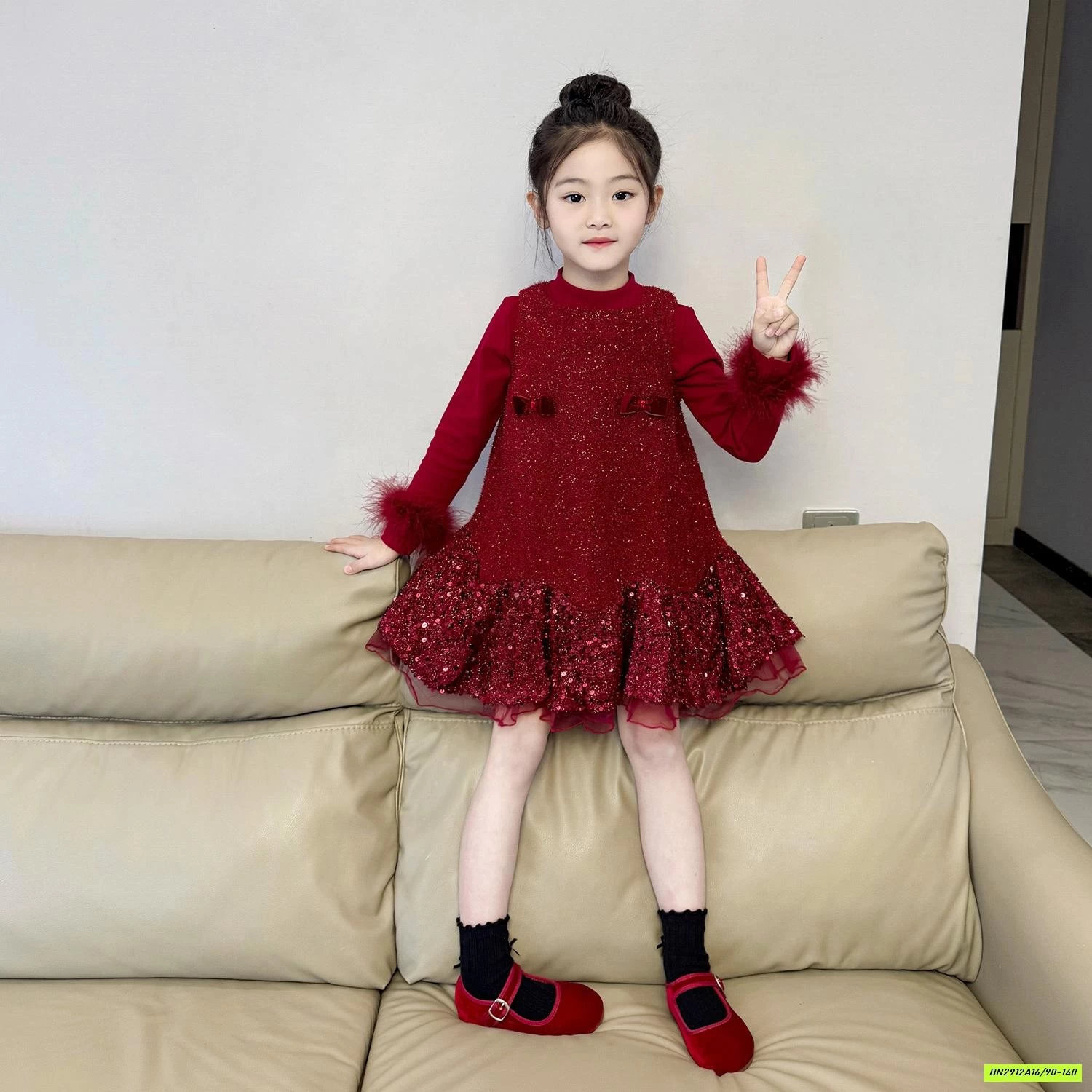 ĐẦM ĐỎ BLING ĐUÔI CÁ LÓT NHUNG