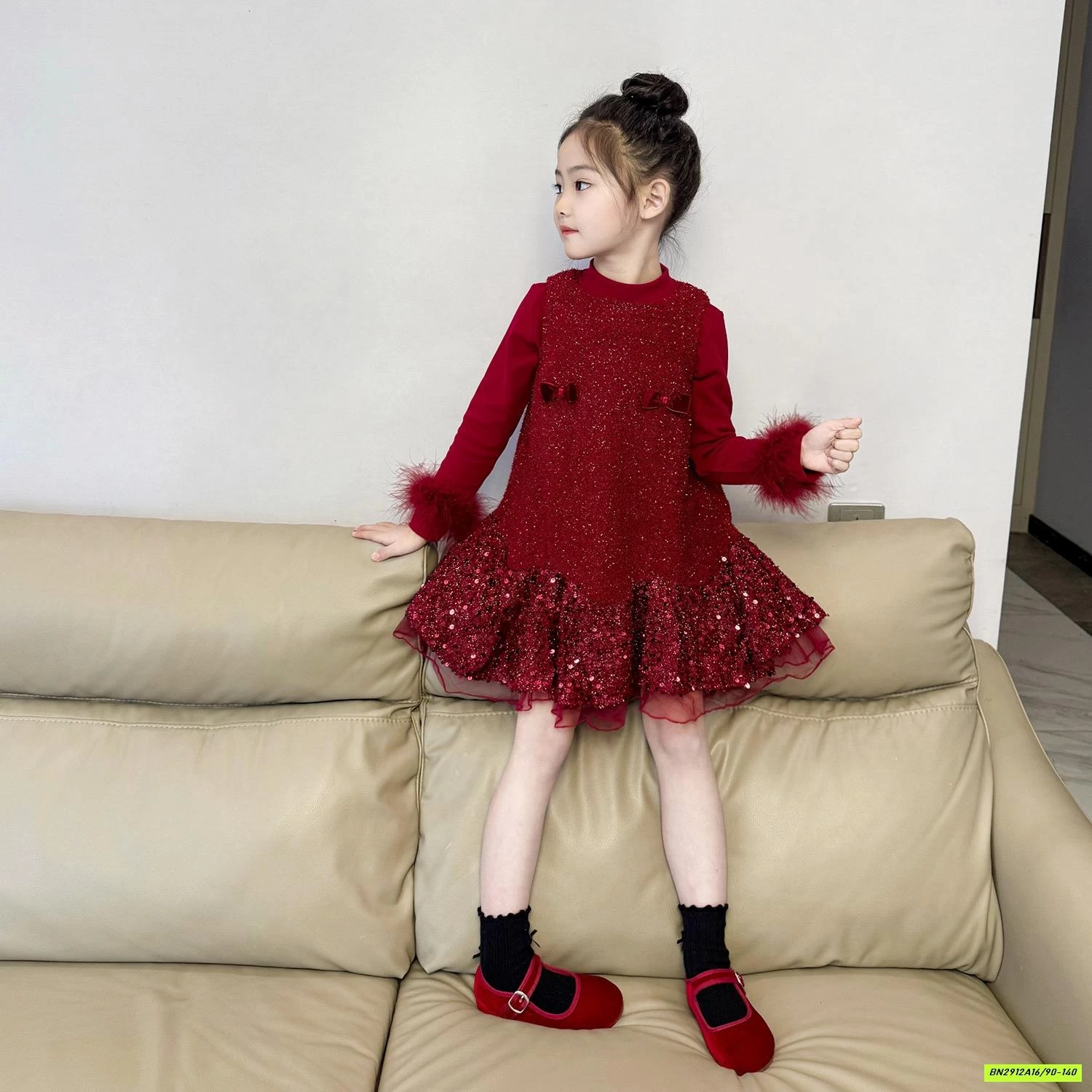 ĐẦM ĐỎ BLING ĐUÔI CÁ LÓT NHUNG