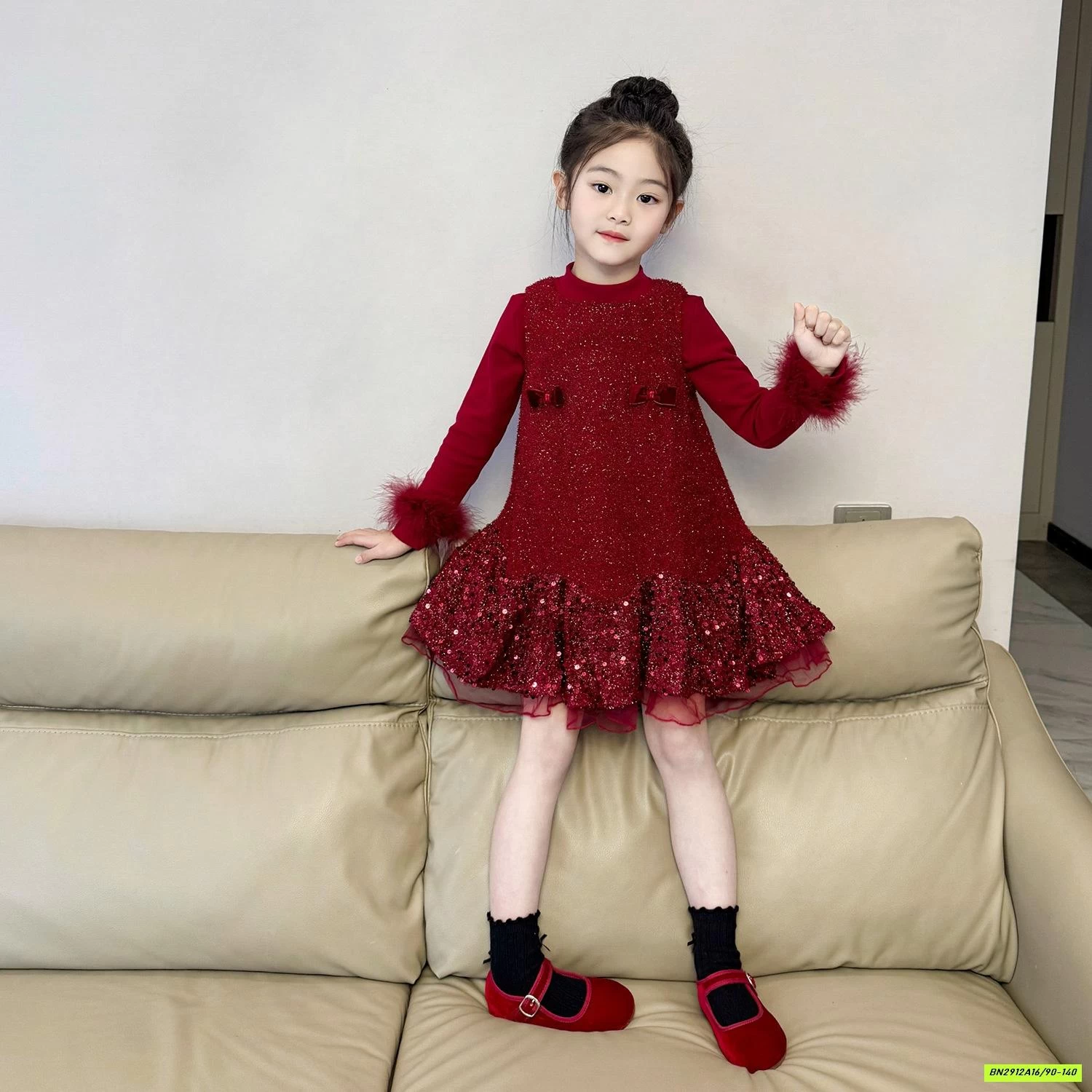 ĐẦM ĐỎ BLING ĐUÔI CÁ LÓT NHUNG