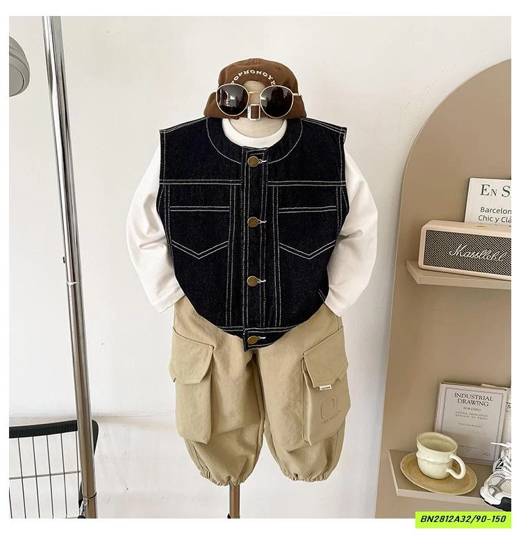 KHOÁC GILE DENIM CHỈ NỔI CHUANCHUANMA