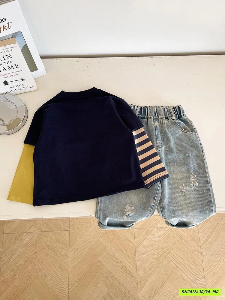 ÁO BURGER GIẢ 2 LỚP PHỐI MÀU TAY CHUANCHUANMA