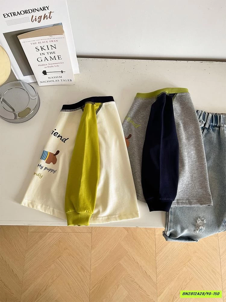 ÁO THUN CÚN PHỐI MÀU TAY