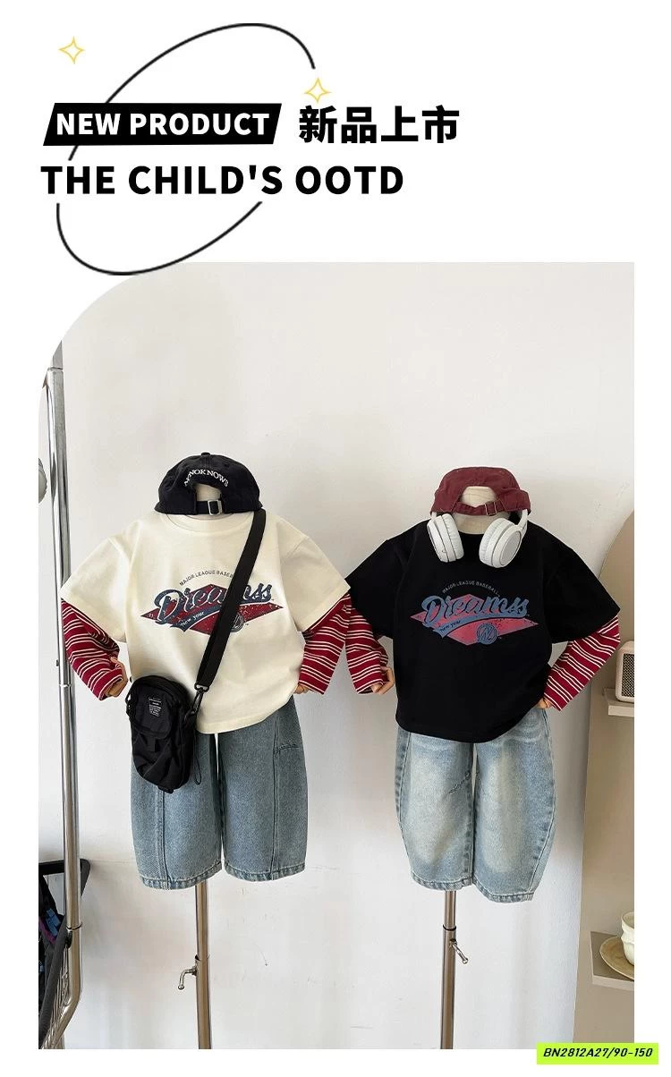 ÁO THUN GIẢ 2 LỚP TAY KẺ ĐỎ CHUANCHUANMA