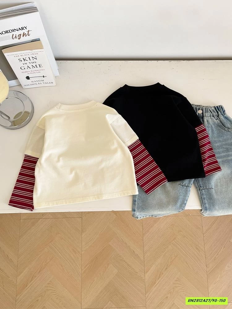 ÁO THUN GIẢ 2 LỚP TAY KẺ ĐỎ CHUANCHUANMA