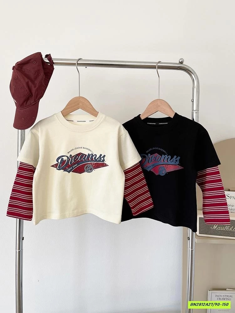 ÁO THUN GIẢ 2 LỚP TAY KẺ ĐỎ CHUANCHUANMA