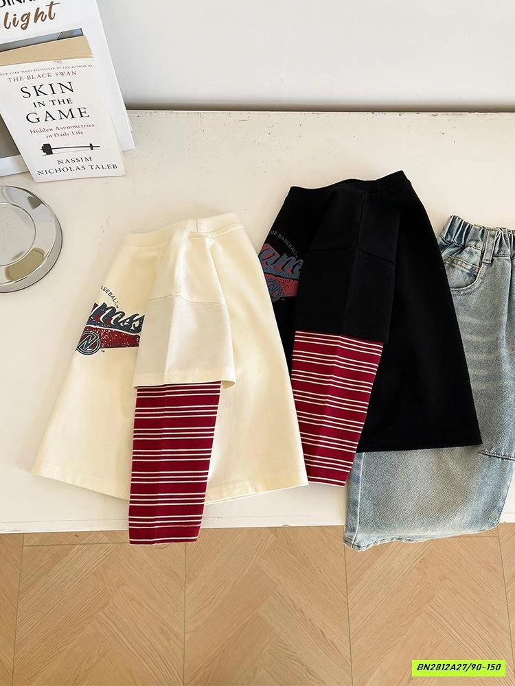 ÁO THUN GIẢ 2 LỚP TAY KẺ ĐỎ CHUANCHUANMA