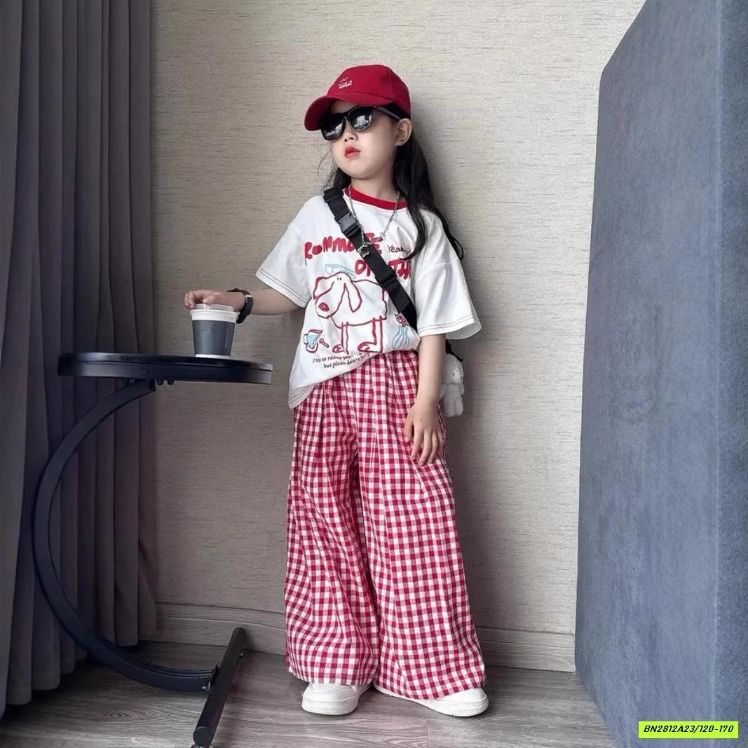 SÉT ÁO THÊU CỪU MIX QUẦN CARO SUÔNG