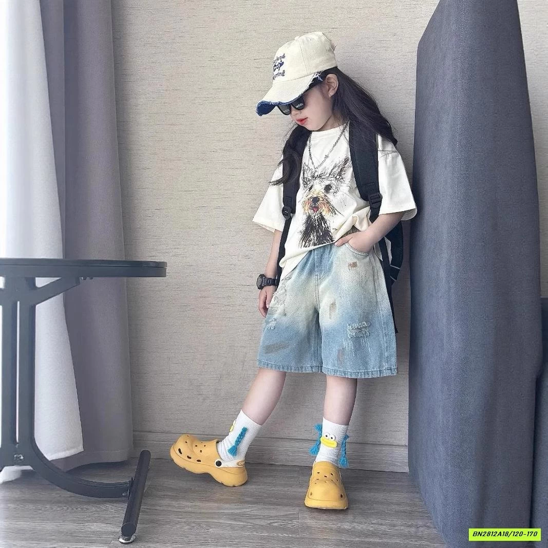 SÉT ÁO CÚN MIX SHORT JEANS BẠC MÀU