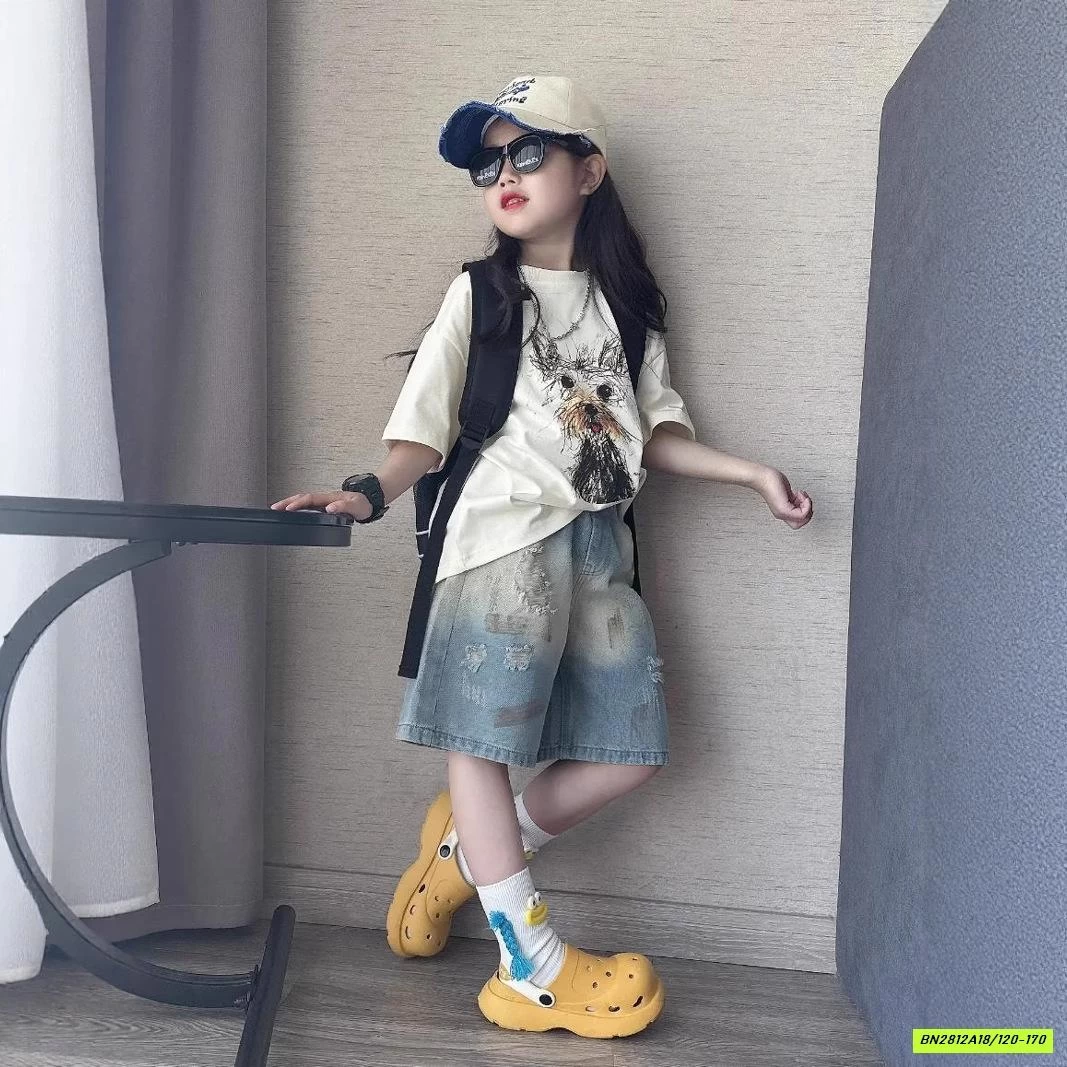 SÉT ÁO CÚN MIX SHORT JEANS BẠC MÀU